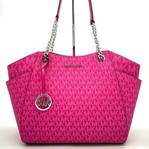 Michael Kors Large Jet Set Travel Chain Shoulder Bag Dragonfruit